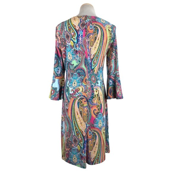 Tommy Hilfiger Dress Size 4 Paisley Fine Soft Nylon 3/4 Bell Sleeves. - Picture 4 of 6